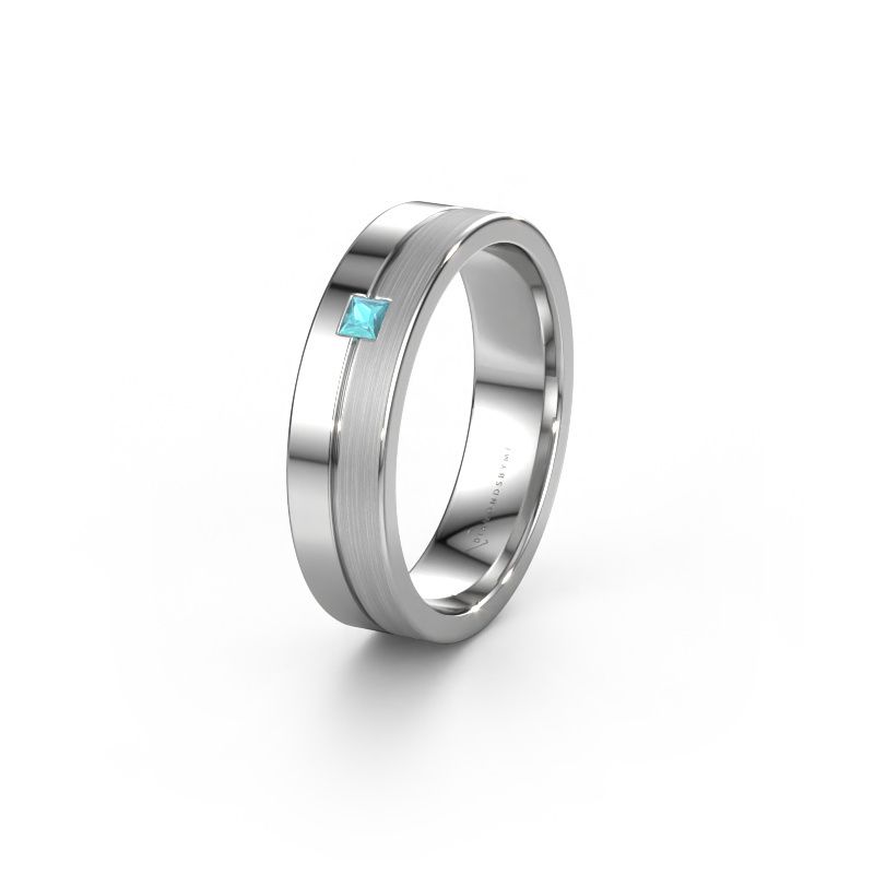 Wedding ring WH0201L15ASQPM 950 platinum blue topaz ±5x1.7 mm