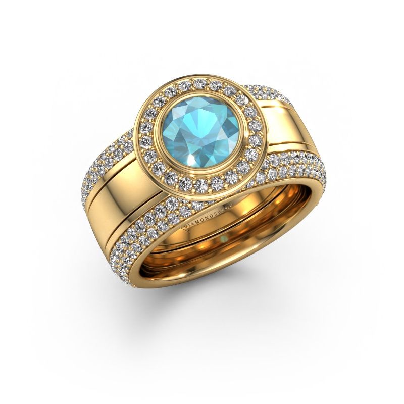 Ring Roxie 585 gull blå topas 6.5 mm
