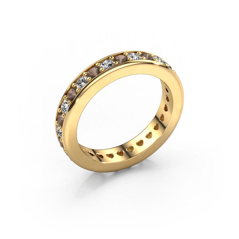 Stackable ring Nienke 585 gold smokey quartz 2.2 mm