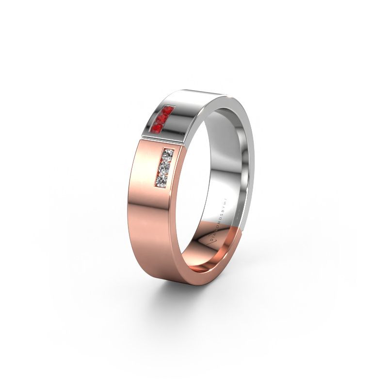 Wedding ring WH1106L15AP 585 rose gold ruby ±5x1.7 mm