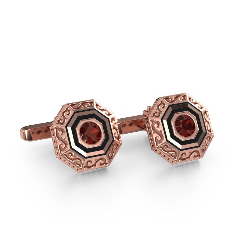 Manschettenknöpfe Dion 585 Roségold Granat 5 mm
