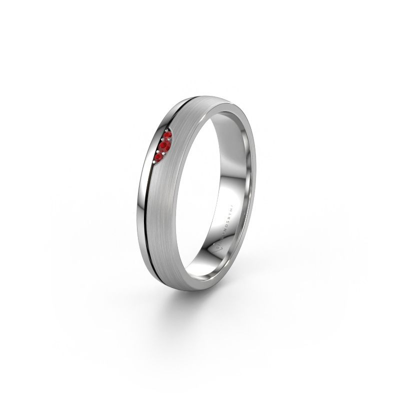 Trouwring WH0334L24X 950 platina robijn ±4x1.5 mm