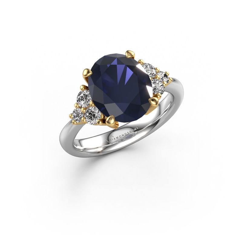 Bague de fiançailles Aleida OVL 1 585 or blanc saphir 9x7 mm