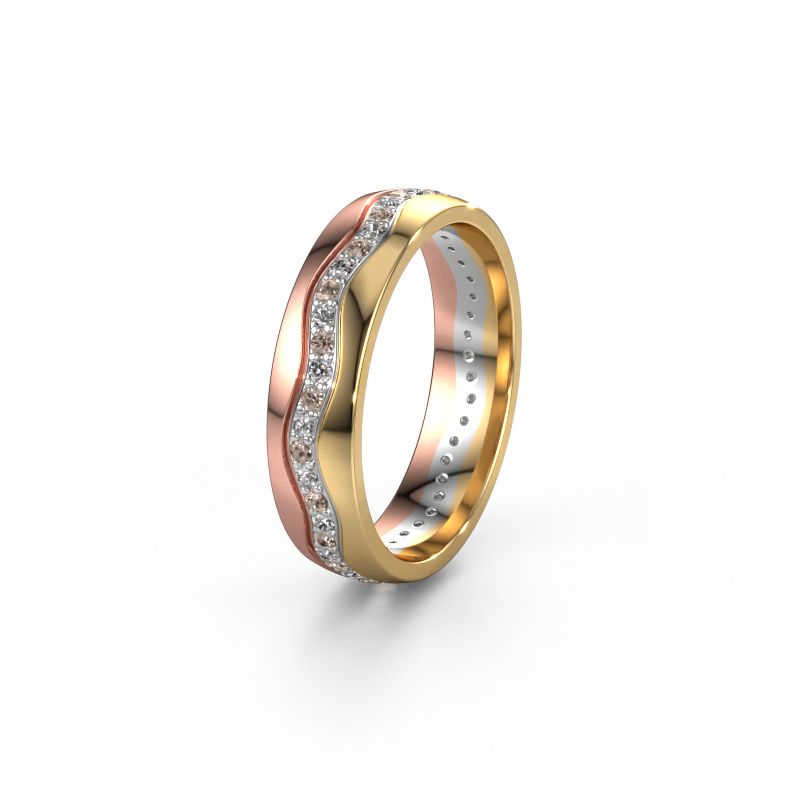 Wedding ring WH0803L25AP 585 rose gold brown diamond ±5x1.7 mm
