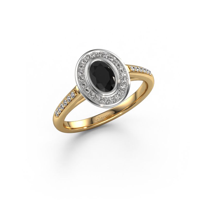 Engagement ring Noud 2 OVL 585 gold black diamond 0.79 crt
