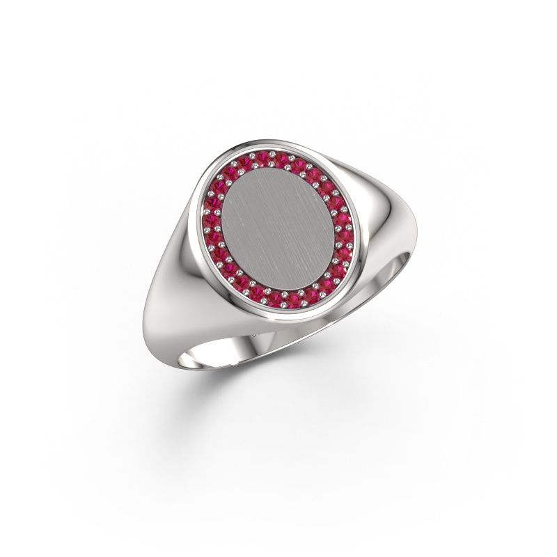 Zegelring Rosy Oval 2 950 platina robijn 1.2 mm