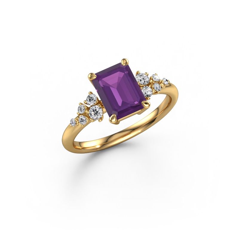 Bague de fiançailles Royce EME 585 or jaune améthyste 8x6 mm