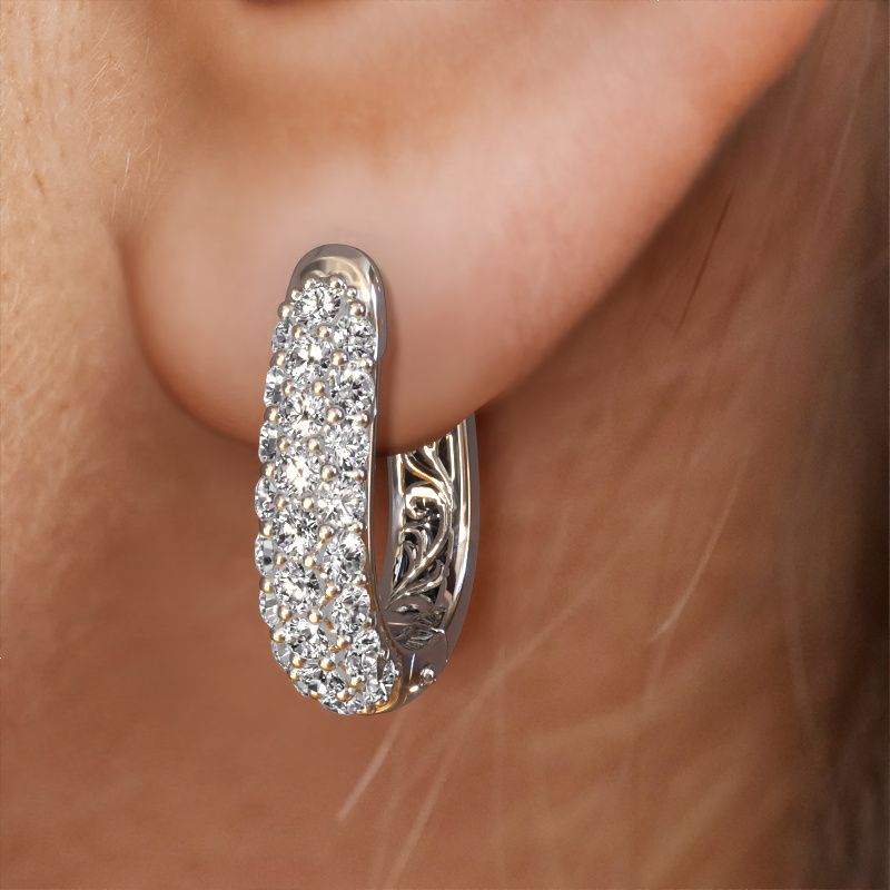 Image of Hoop earrings Danika 8.5 A 585 white gold diamond 0.98 crt