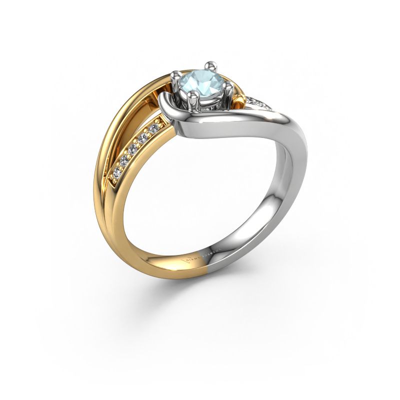 Ring Aylin 585 gull akvamarin 4 mm