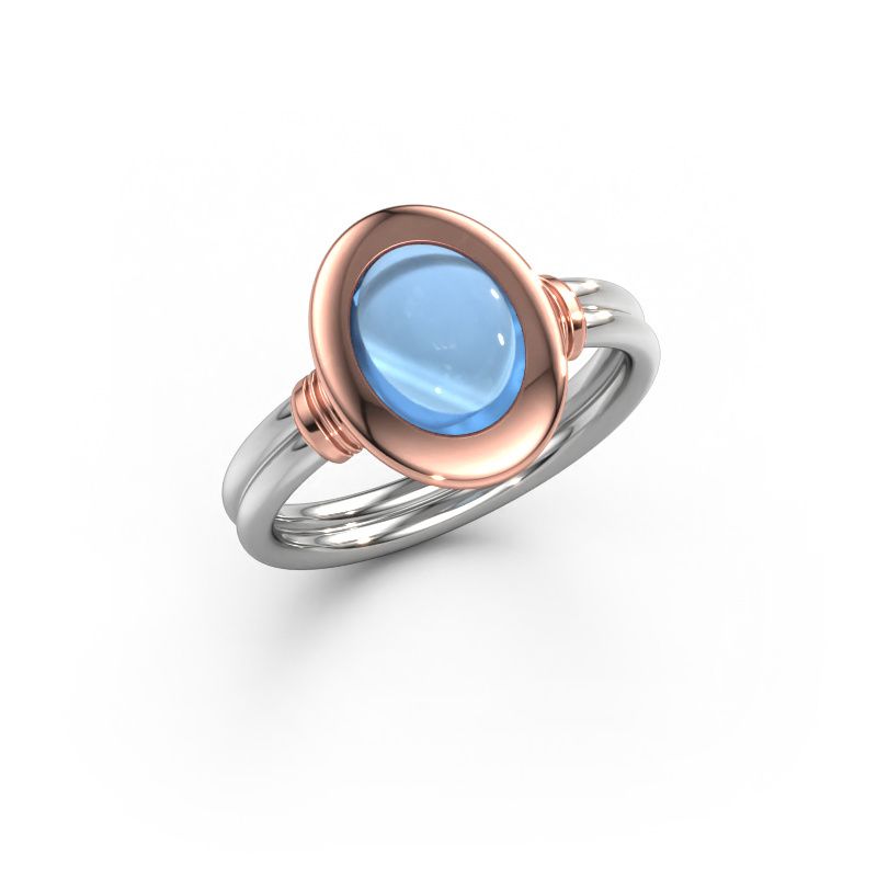 Ring Brittni 585 white gold blue topaz 7x5 mm