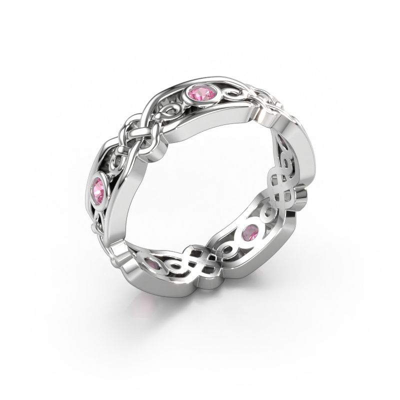 Wedding ring Rosa 585 white gold pink sapphire ±5x2 mm
