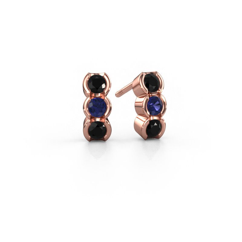 Boucles d'oreilles Lotte 585 or rose diamant noir 0.680 crt