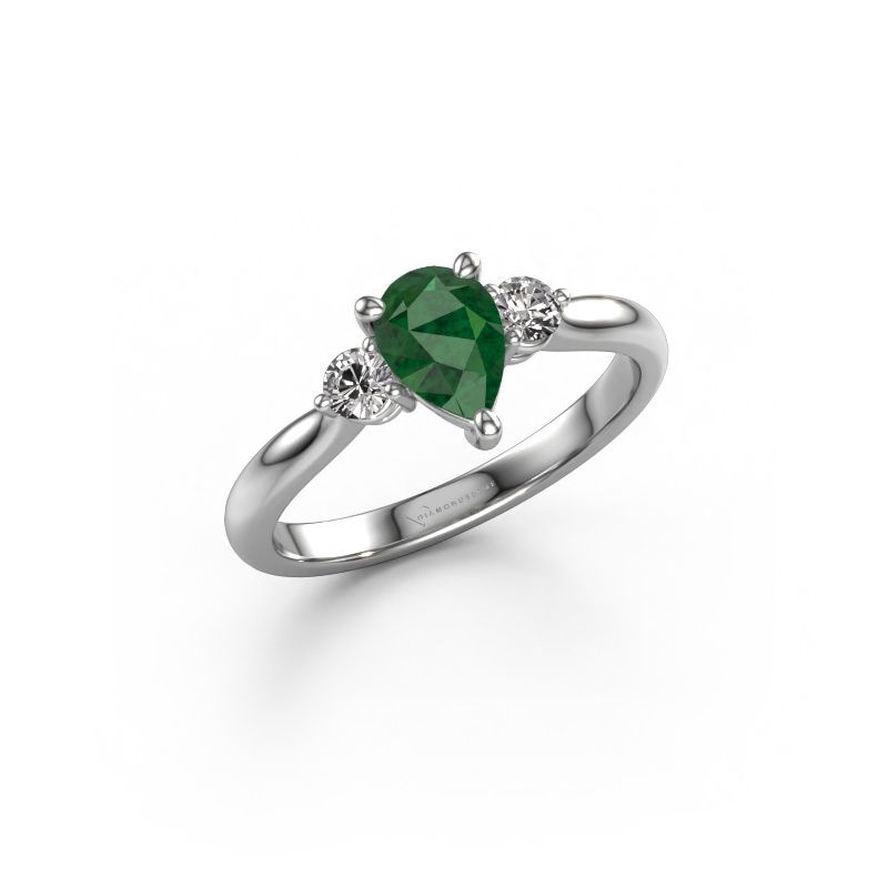 Verlobungsring Lieselot PER 950 Platin Smaragd 7x5 mm