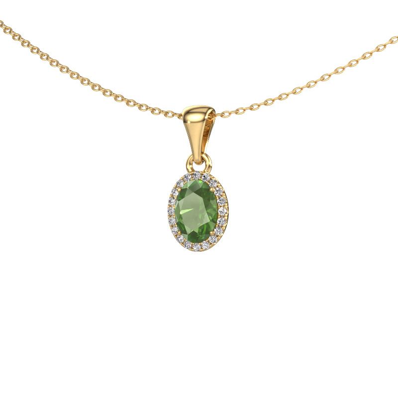 Pendentif Seline ovl 585 or jaune vert tourmaline 7x5 mm