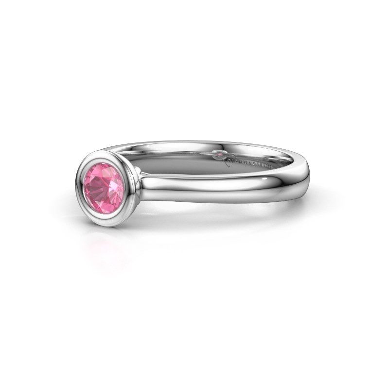 Afbeelding van Verlovings ring Kaylee 925 zilver roze saffier 4 mm