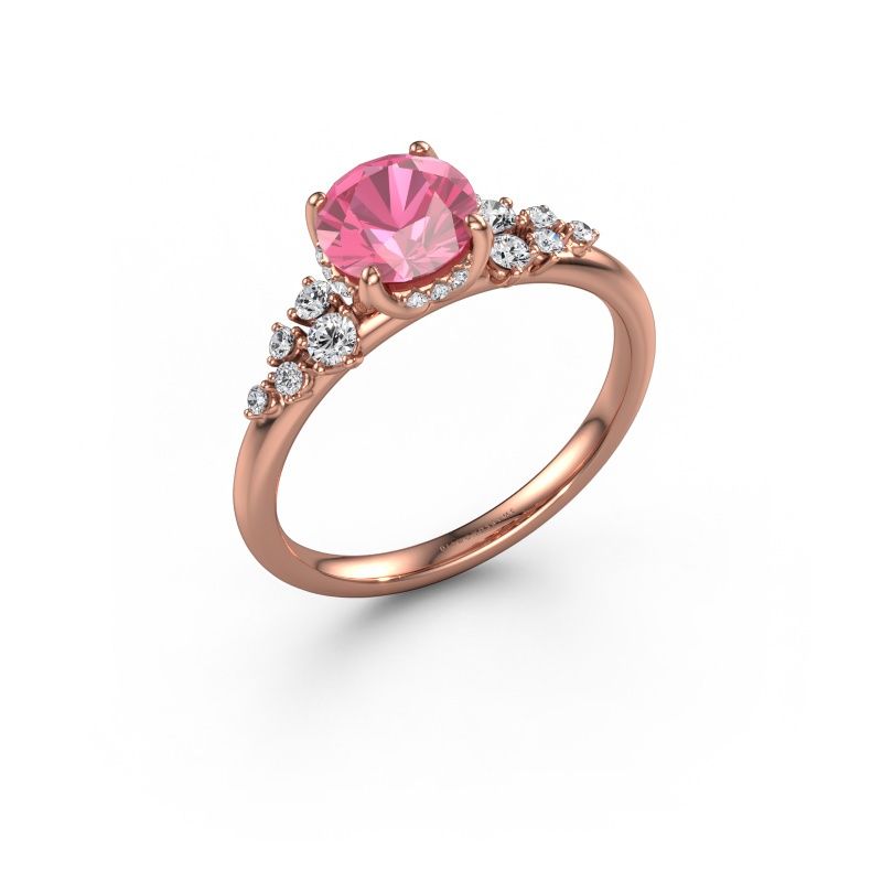 Engagement ring Emma RND 585 rose gold pink sapphire 6.5 mm