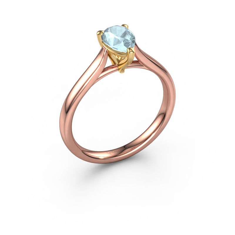 Verlovingsring Mignon PER 1 585 rosé goud aquamarijn 7x5 mm