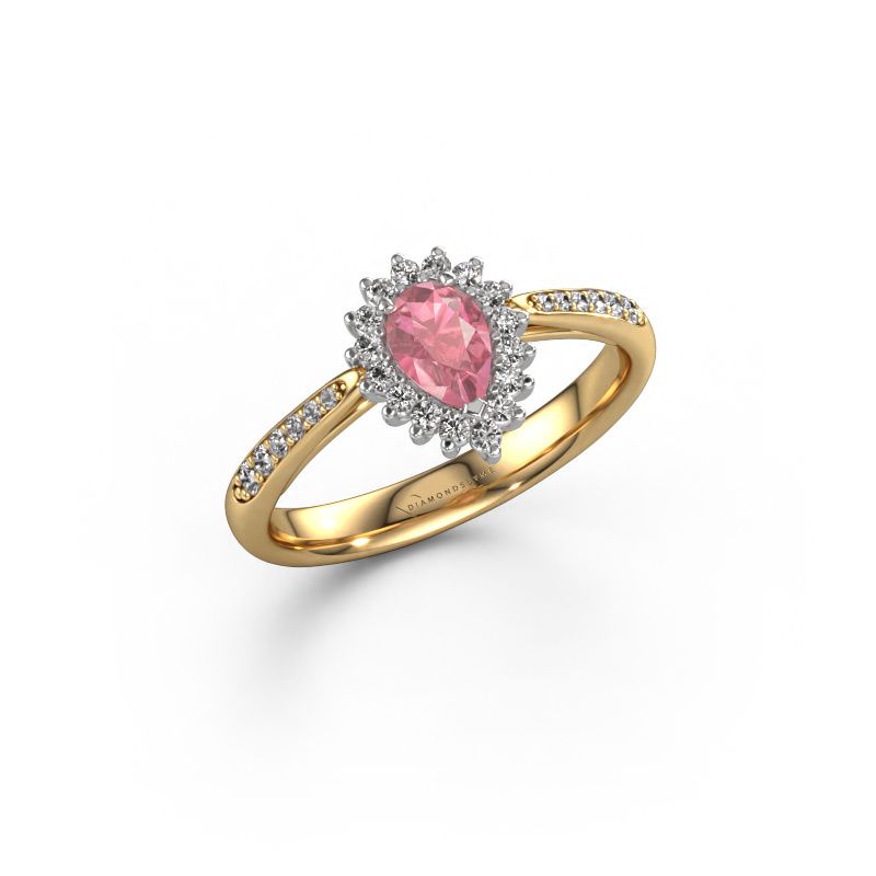Engagement ring Tilly per 2 585 gold tourmaline pink 6x4 mm