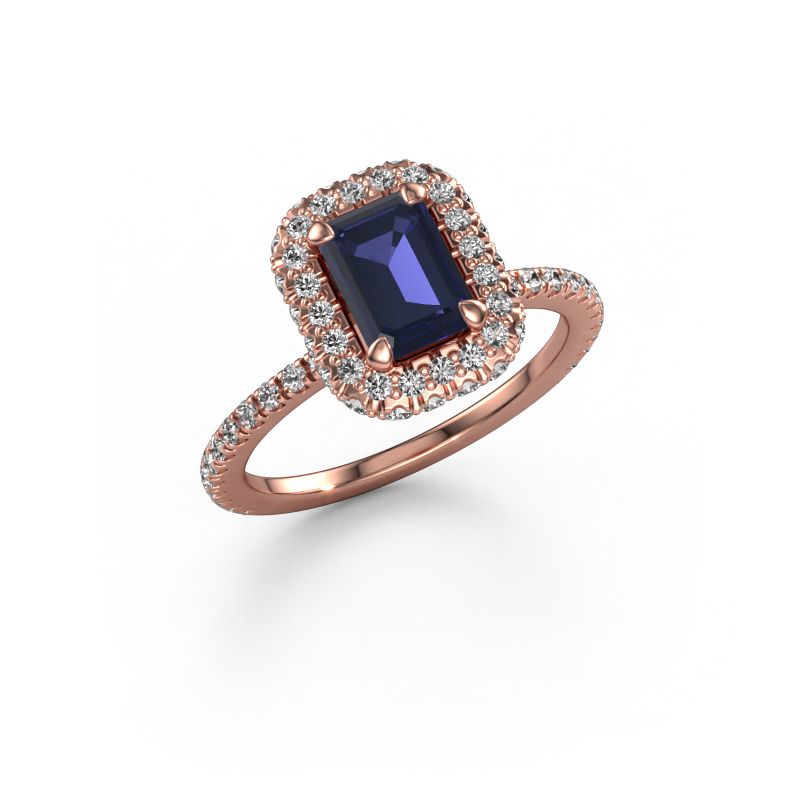Engagement ring Talitha EME 585 rose gold sapphire 7x5 mm
