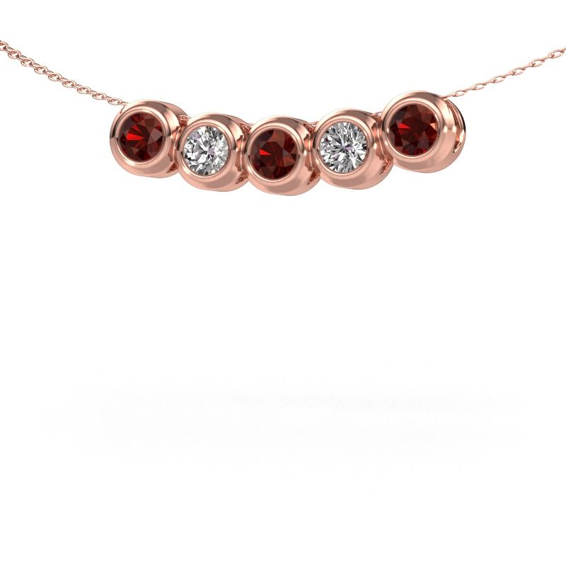 Ketting Kim 5 585 rosé goud granaat 4 mm