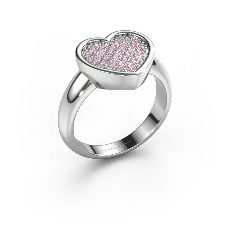 Ring Veerle 585 white gold pink sapphire 1 mm