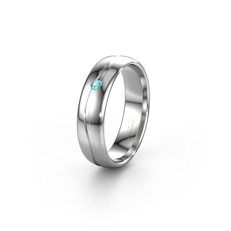 Wedding ring WH0905L35X 950 platinum blue topaz ±5x1.7 mm