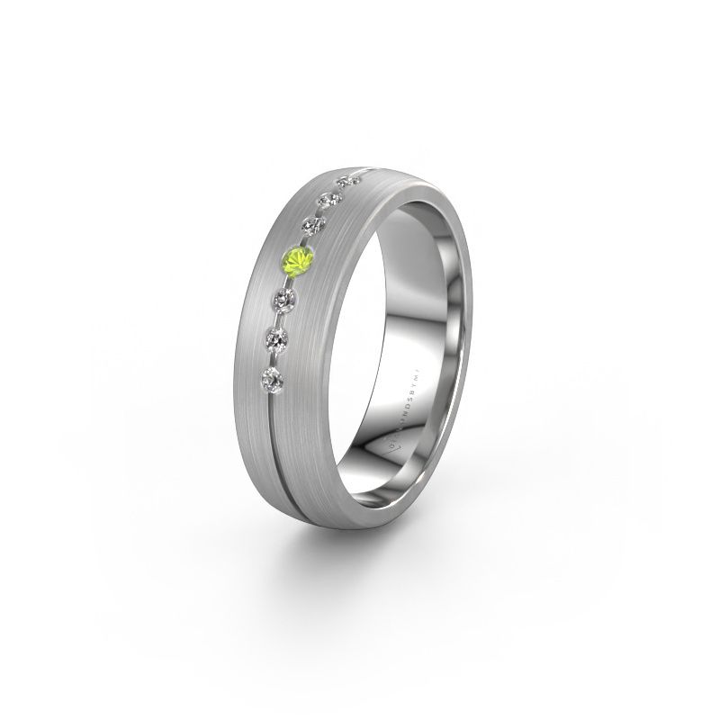 Wedding ring WH0162L25A 950 platinum peridot ±5,5x1.7 mm