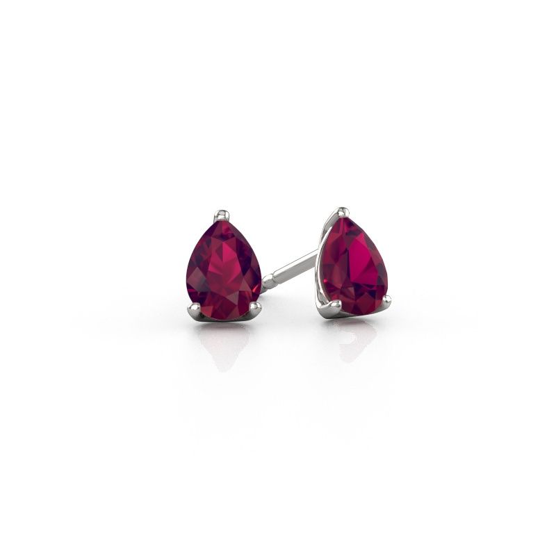 Clous d'oreilles Sam PER 585 or blanc rhodolite 7x5 mm