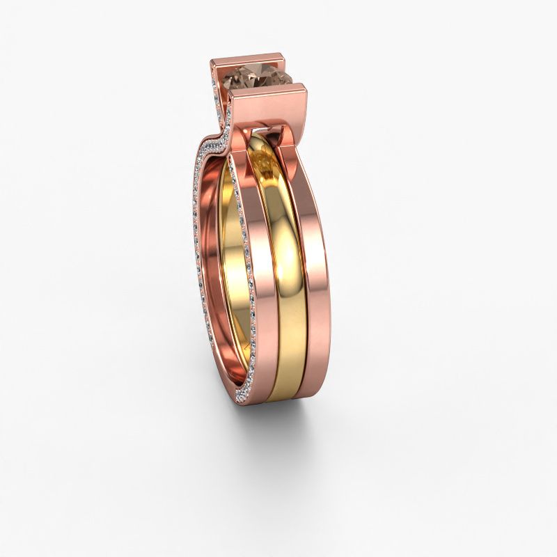 Afbeelding van Verlovingsring Kenisha<br/>585 rosé goud<br/>Bruine Diamant 1.01 Crt