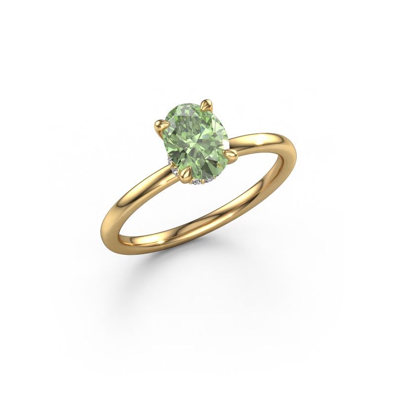 Engagement ring Crystal OVL 3 585 gold green lab grown diamond 7,5x5,5 mm