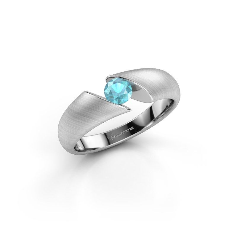 Image of Ring Hojalien 1<br/>585 white gold<br/>Blue topaz 4.2 mm