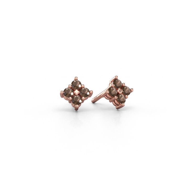 Clous d'oreilles Maryetta 585 or rose quartz fumé 2 mm