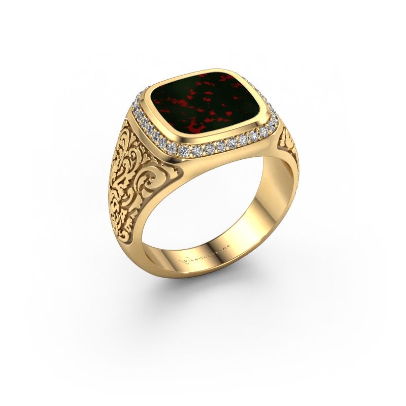 Men's ring Jesse 3 585 gold bloodstone 10x10 mm