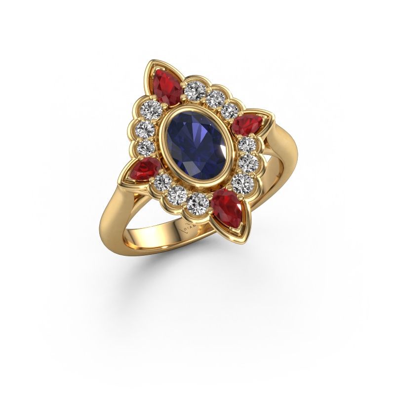 Bague de fiançailles Door 585 or jaune saphir 7x5 mm