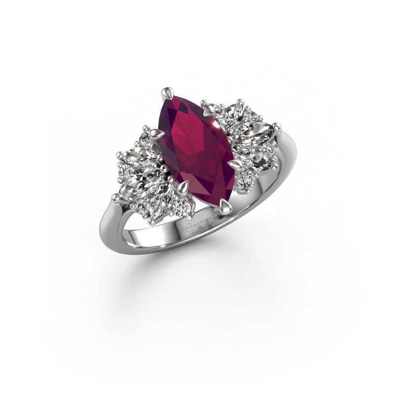 Verlobungsring Jaimie 950 Platin Rhodolit 12x6 mm