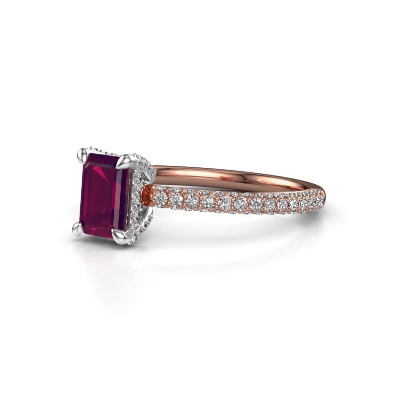 Image of Engagement ring saskia eme 2<br/>585 rose gold<br/>Rhodolite 6.5x4.5 mm