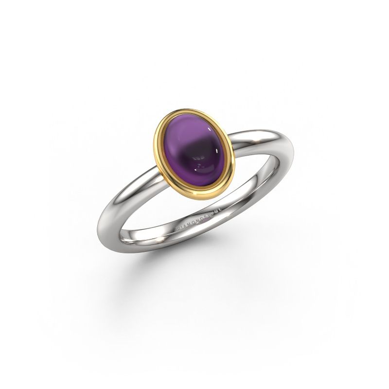Ring Blossom OVL 2 585 witgoud amethist 7x5 mm