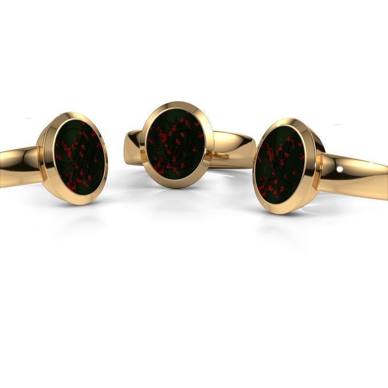 Afbeelding van Zegelring Oscar 3<br/>585 goud<br/>Heliotroop 12x10 mm