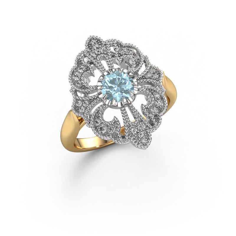 Engagement ring Naida 585 gold blue lab grown diamond 5 mm
