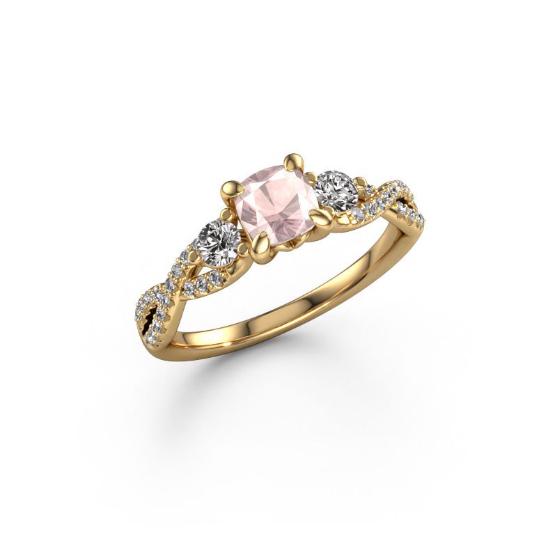 Engagement ring Marilou CUS 585 gold morganite champagne 5 mm