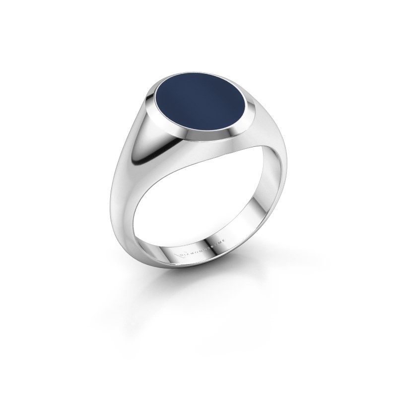 Afbeelding van Zegelring Herman 2<br/>950 platina<br/>Donker blauw lagensteen 12x10 mm