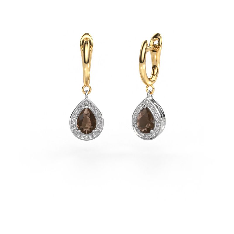 Pendants d'oreilles Ginger 1 585 or blanc quartz fumé 7x5 mm