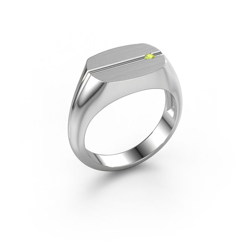 Bague pour homme Stijn 585 or blanc péridot 2 mm