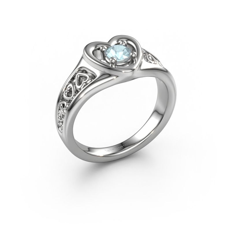 Bague Eura 950 platine aigue-marine 4 mm