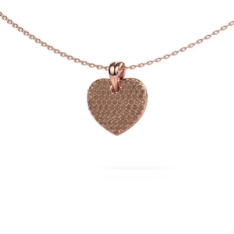 Hanger Heart 5 585 rosé goud bruine diamant 0.402 crt