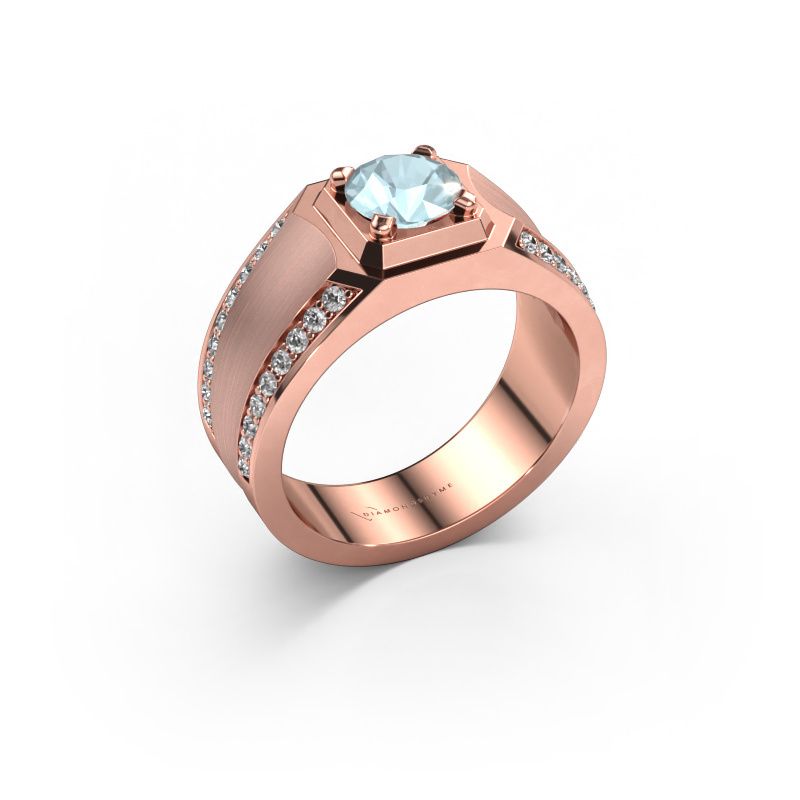 Herrenring Maarten 585 Roségold Aquamarin 6.5 mm