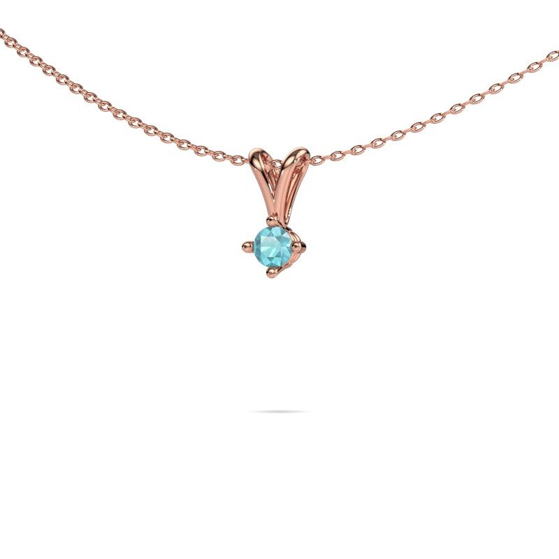 Anhänger Jannette 585 Roségold Blau Topas 4 mm