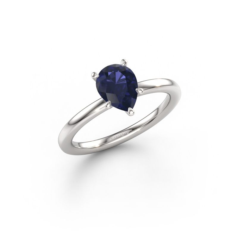 Anello di fidanzamento Crystal PER 1 585 oro bianco zaffiro 8x6 mm