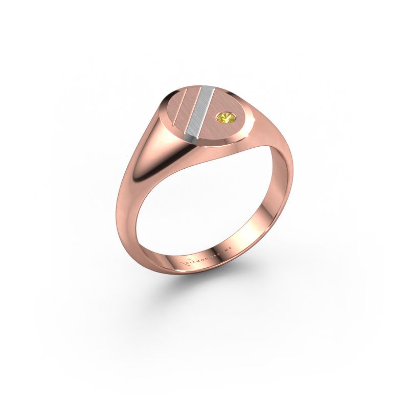 Pinkring Wesley 1 585 rosé goud gele saffier 2 mm