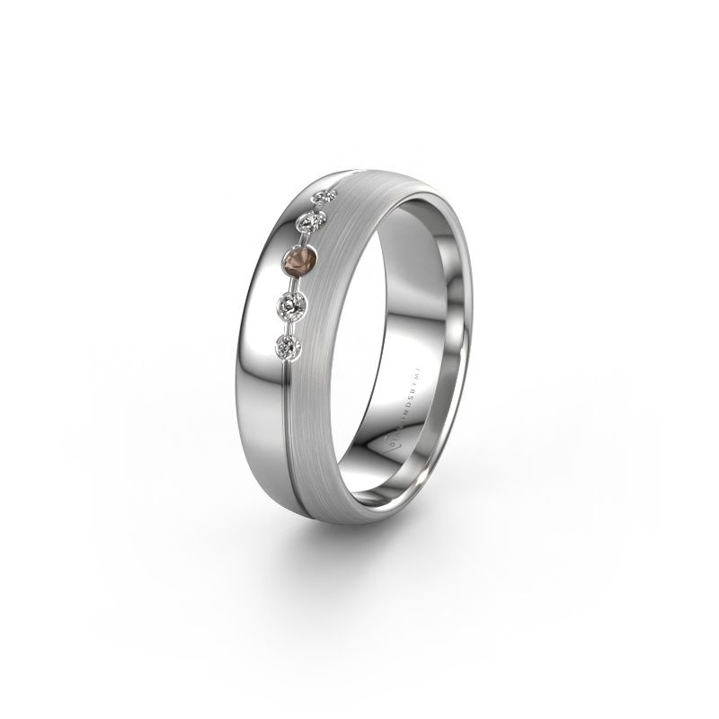 Trouwring WH0925L36APM 585 witgoud rookkwarts ±6 x 1,7 mm